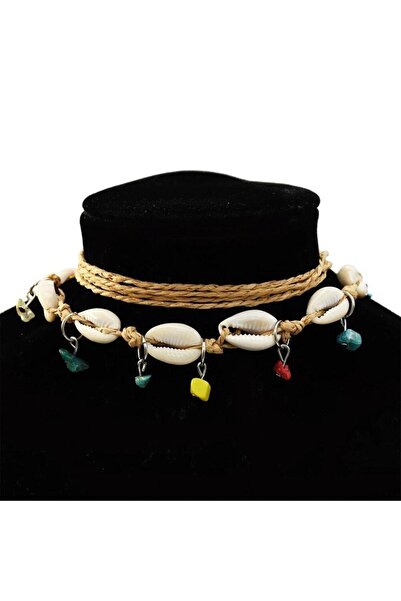 Pursehuit Μπεζ κολιέ, με κοχύλια και χάντρες, Petra C8