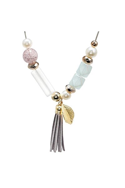 Pursehuit Χρυσό κολιέ με μπάλες και γκρι φούντες, Semina C1