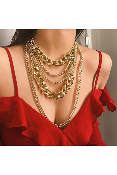 Pursehuit Colier cu 5 straturi, auriu, cu zale, Nadia C2