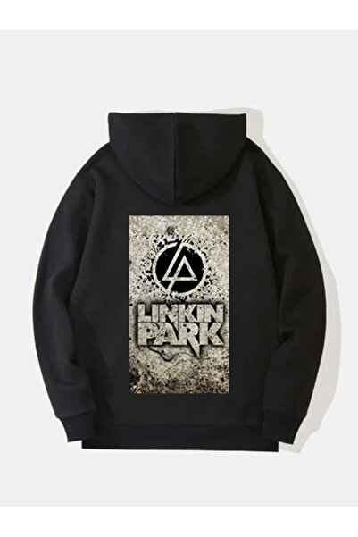 MAGORS سترة روك من القطن المطبوع بأكمام طويلة من لينكين بارك، مزودة بغطاء للرأس وثلاثة خيوط