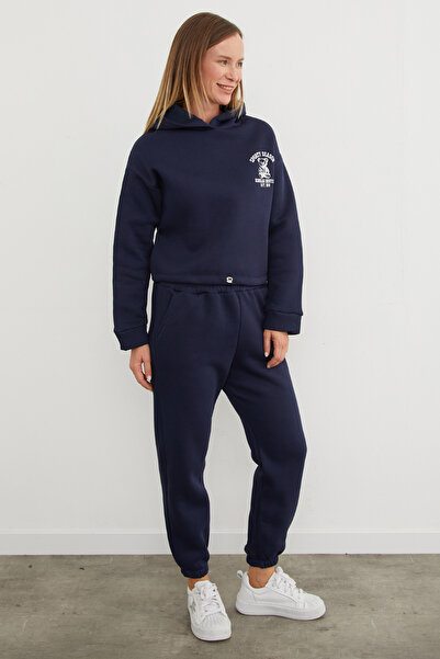 Fulla Moda 3 Yarn Teddy Bear Embroidered Hooded Jogger Tracksuit Set