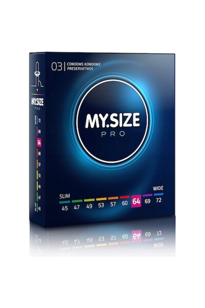 MY.SIZE Premium My Size PRO Condoms, thin and durable, size 64mm, 1 box x 3 pcs