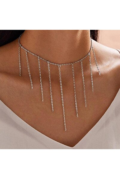 Pursehuit Colier argintiu, cu franjuri, Lydia C12