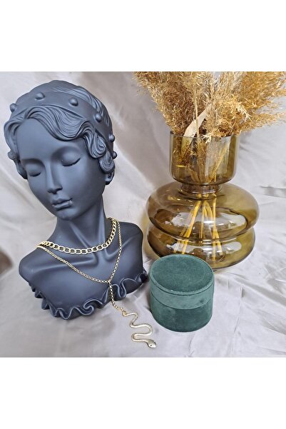 Pursehuit Κολιέ 2 στρώσεων, χρυσό, με κρίκους και φίδι, Tekla C5