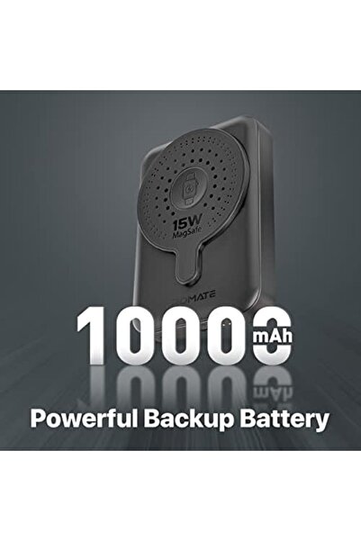 Promate Magnetic Wireless Power Bank, Portable 10000mAh 15W Wireless Dual Magnetic and Apple Watch C