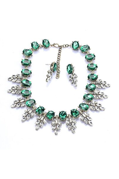 Pursehuit Σετ κολιέ και σκουλαρίκια, χρυσού χρώματος, με πέτρες, Myron C2