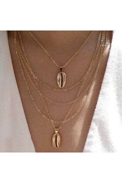 Pursehuit Χρυσό κολιέ, 5 στρώσεων, με κοχύλια, Alexius C10