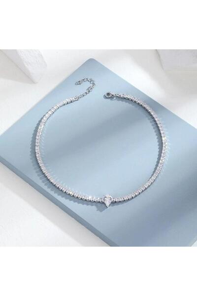 Pursehuit Colier tenis, culoare argintie, cu pietre de zirconiu, Nicita C1