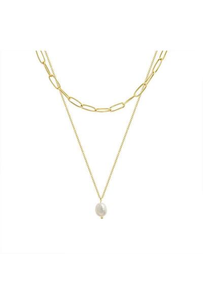 Pursehuit Χρυσό κολιέ, κατασκευασμένο από ανοξείδωτο ατσάλι, σε 2 στρώσεις, μ...