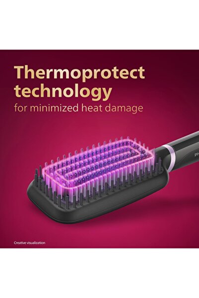 Philips Thermal Straightening Brush BHH880/10 with Heat Protection Technology (Black)