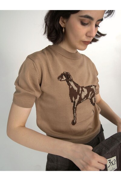 F&K 3X2 Short Sleeve Knitwear with Dog Figure