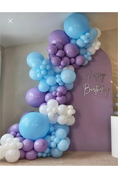 Mora süslemeleri Elsa Konsept Mor Lila Beyaz Balon Zincir Seti 100 Lü