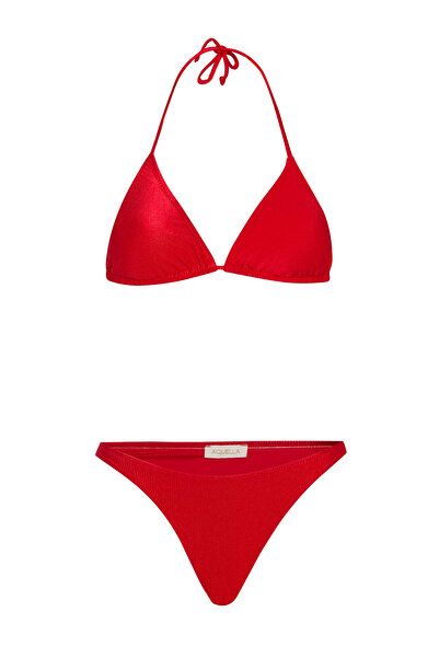 AQUELLA Textured Red Triangle Bikini