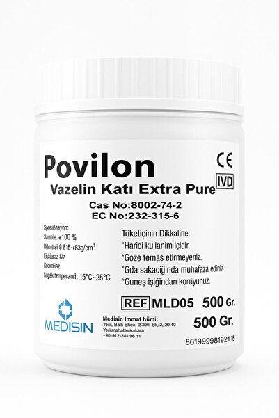 Povilon %100 Saf Katı Vazelin 500 ml – Cilt Koruyucu ve Nemlendirici – El, Yüz, Vücut İçin