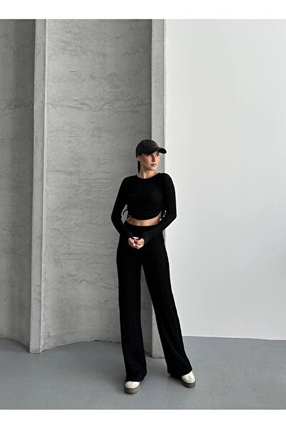 Bella Breeze Costum din două piese pentru femei, cu detaliu de legare în talie, în jos și în sus, înfășurat în stil gofre