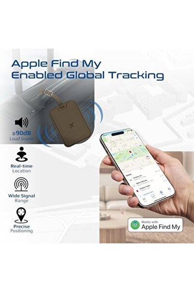Promate Anti-Loss Smart Leather Luggage Tag with Apple Find My Tracker, RFID Protection, Wireless Ch