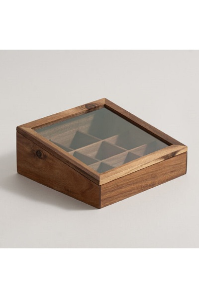 Dallaty acacia wood tea box 23.5*23.5*9.5cm