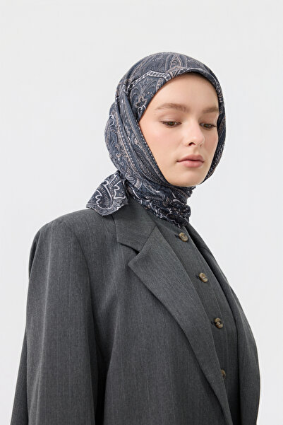Qef Cotton Scarf Bloom Anthracite