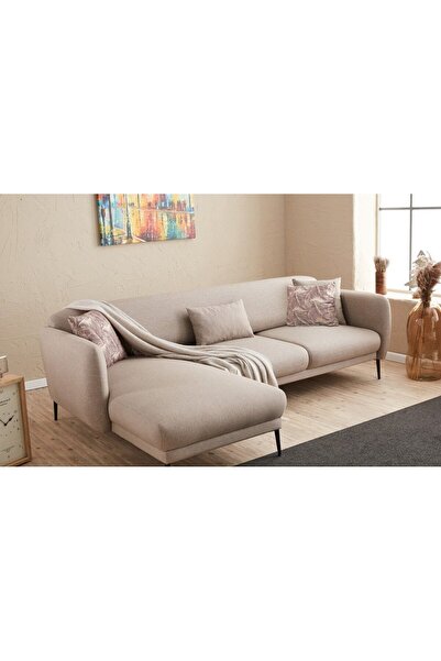 Rabi Venüs Yataklı Köşe Koltuk Krem Sol
