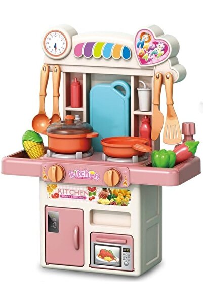 R REVA Reva Cooking Kitchen Set Toy - 33PCS Mini Kitchen Playset for Kids with Water Spray, Light & Sound E
