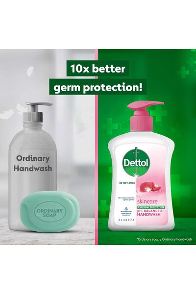 Dettol Liquid Handwash Dispenser Bottle Pump - Skincare Moisturizing Hand Wash (Pack of 3 - 200 ml e