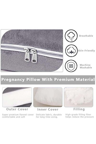fulina H Shaped Pregnancy Pillows,Removable Cover,Relieve Fibromyalgia,Gift for Pregnant Mother,Gray