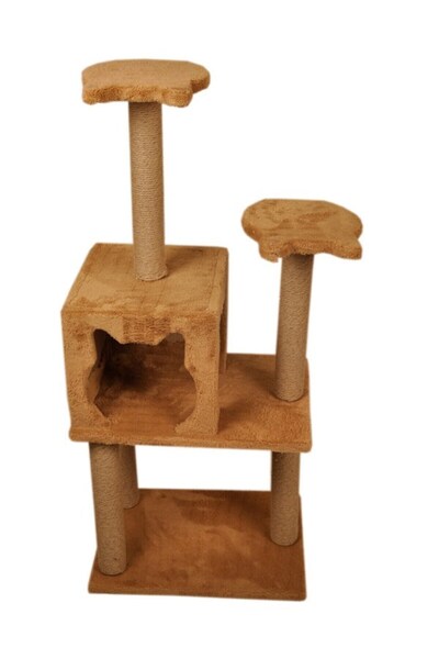 Pribor Three-Layered Slot Luxury Cat Scratching Platform and Cat Play House Brown 118 cm