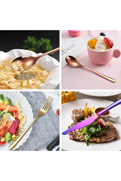 Sunhome 16 Piece Silverware Set,Cutlery Set For 4,Travel Portable Fork Knife Spoon Set,Rose Gold