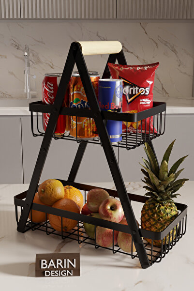 BARIN DESIGN İki Katlı Metal Telli Mutfak Düzenleyici Raf Organizer – Meyve, ...