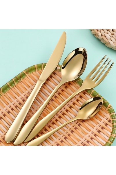PUFO Set of 6 Simple forks for coffee, tea, dessert, gold, 20 cm