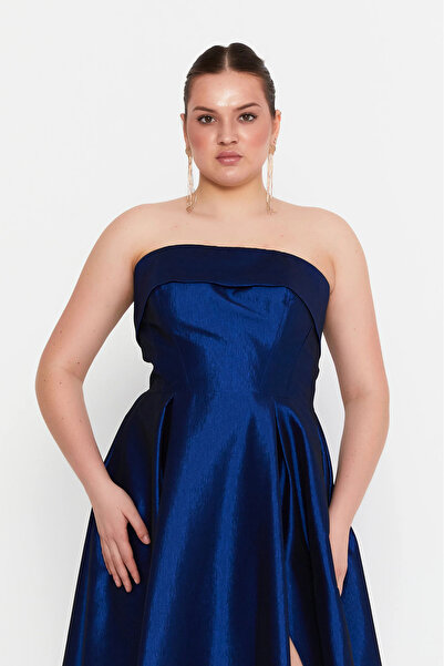 ŞEREF VURAL Women's Plus Size Strapless Double Pocket A-Line Maxi Evening Dress 8337 Saks