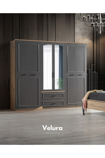 Velura Home & Living Cloud 6 Kapaklı Aynalı Gardırop (Dolap)