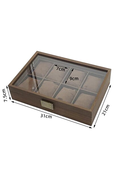 PUFO Elegant wooden box for storing and organizing 8 watches, Noble model, brown