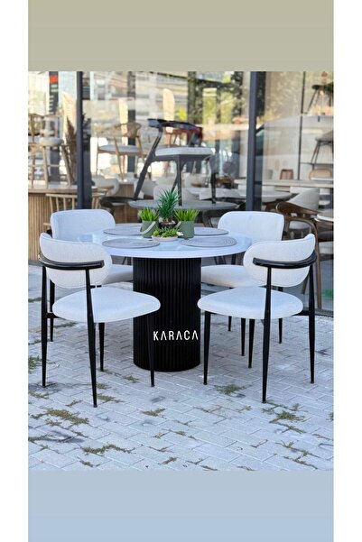 holzwelt Yuvarlak Masa Takımı Mutfak Masası Takımı Bohem Masa Takımı Yemek Masası 4 Sandalye