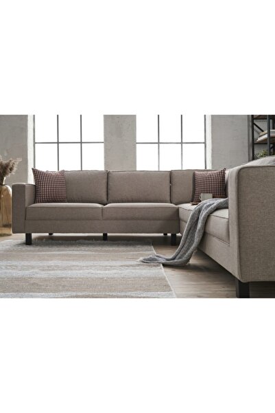 Rabi Kale Serisi Köşe Koltuk Keten Krem