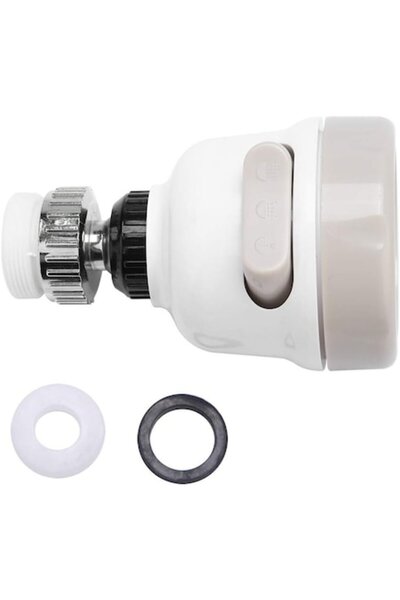 General Store Cap robinet pentru baterie chiuveta cu 3 functii, SA&SO General Store®, rotatie 360 grad, Alb/Gri