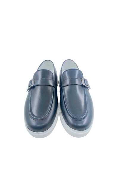 Oneka Shoes Men's Casual Side Buckle Navy Blue Nappa 106525Ylt1114