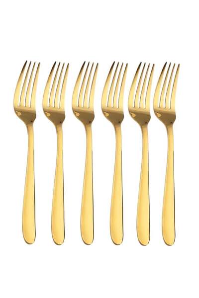 PUFO Set of 6 Simple forks for coffee, tea, dessert, gold, 20 cm