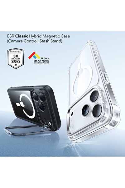 ESR Case for iPhone 17 Pro, Classic Hybrid HaloLock Kickstand, Transparent