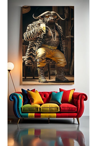 özkacar Boğa cu haină de blană, tablou decorativ pe pânză pentru casă, salon,...