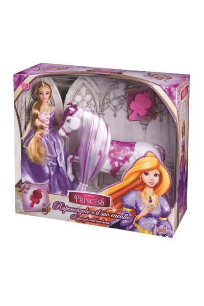 PRİNCESS Princess, Papusa Rapunzel de 30 cm si calutul ei