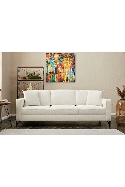 Rabi Berlin Serisi Üçlü Koltuk Krem Siyah