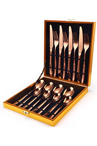 Sunhome 16 Piece Silverware Set,Cutlery Set For 4,Travel Portable Fork Knife Spoon Set,Rose Gold