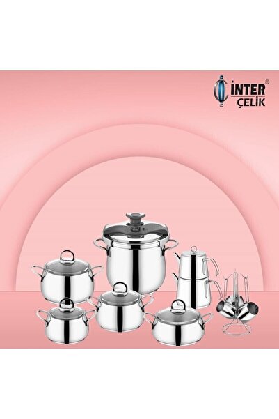 İNTER CELİK طقم زينة فولاذي من إنتر ستيل هانزادي، 18 قطعة عملية وبسيطة