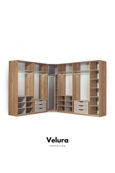 Velura Home & Living İzgi Yatak Odası Takımı (10 Ahşap Kapaklı Dolap + Şifonyer + Komodin + Karyola)