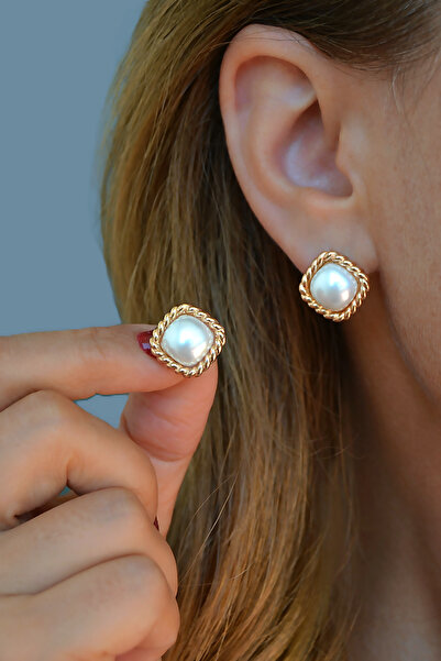 Sacce Scarves&Accessories Vintage Kare Model İnci Küpe Halka Dayanıklı