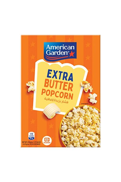 american garden Gluten Free Microwave Extra Butter Popcorn 273 g Rich Flavor Snack for Movie Nights