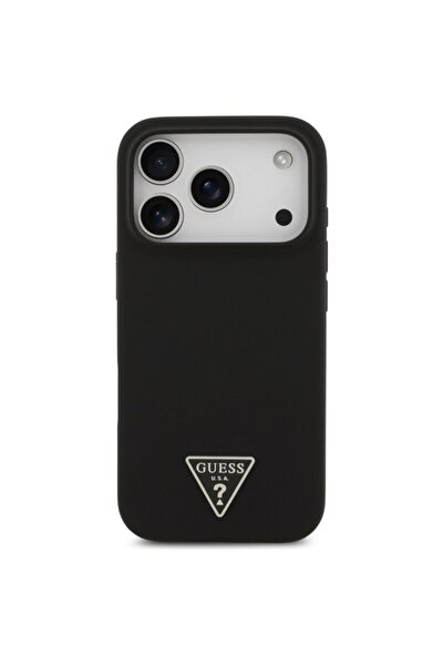 Guess iPhone 17 Pro Silicone Triangle Logo MagSafe Case, Black, GUHMP17LSCTRLMK