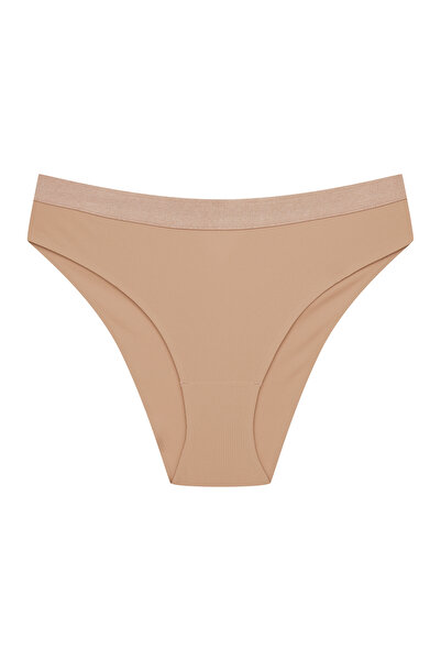 ESOTIQ Women's High-Leg Panties Ribbed Polyamide with Wide Band & Back Cut Out | Bianco