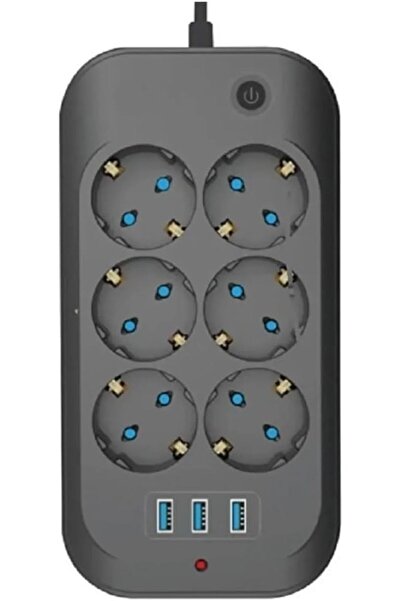 STOREMAX Wlue Çoklu Priz, 6'lı, 3 USB Port 3.4A, 2500W, 2M Kablo, Akım ve Çoc...